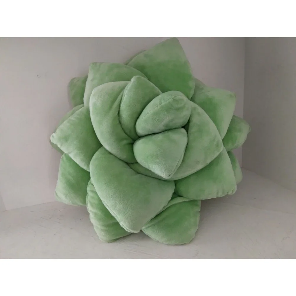 Green Philosophy Co 3D Succulent Flower Green Plush Accent Throw Pillow